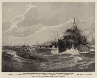 The Spanish Torpedo Boat Flotilla Under Captain Villaamil Which Assembled at Cape Verde Islands by Eduardo de Martino